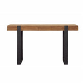 Burke Natural Wood Finish and Black Metal Console Table